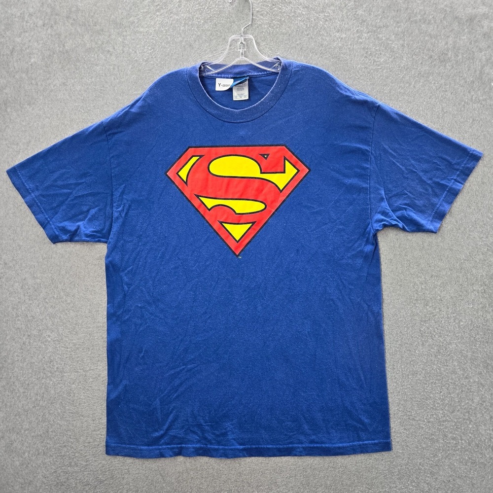 Superman Men Shirt XL Blue DC Comics Logo Crew Neck Short Sleeve Pullover Tee